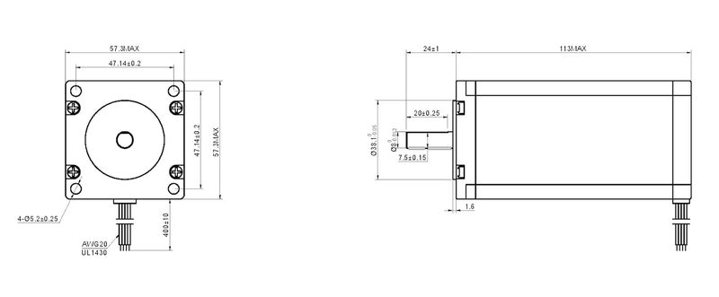 STEPPERONLINE Nema 23 Stepper Motor 8mm Shaft Bipolar 3Nm(425oz.in) 4.2A 57x57x113mm 4 Wires CNC Engraving Machine - Image 5